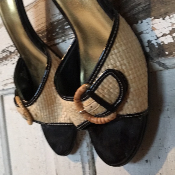 Impo straw mules w heels buckles EUC - Picture 3 of 4
